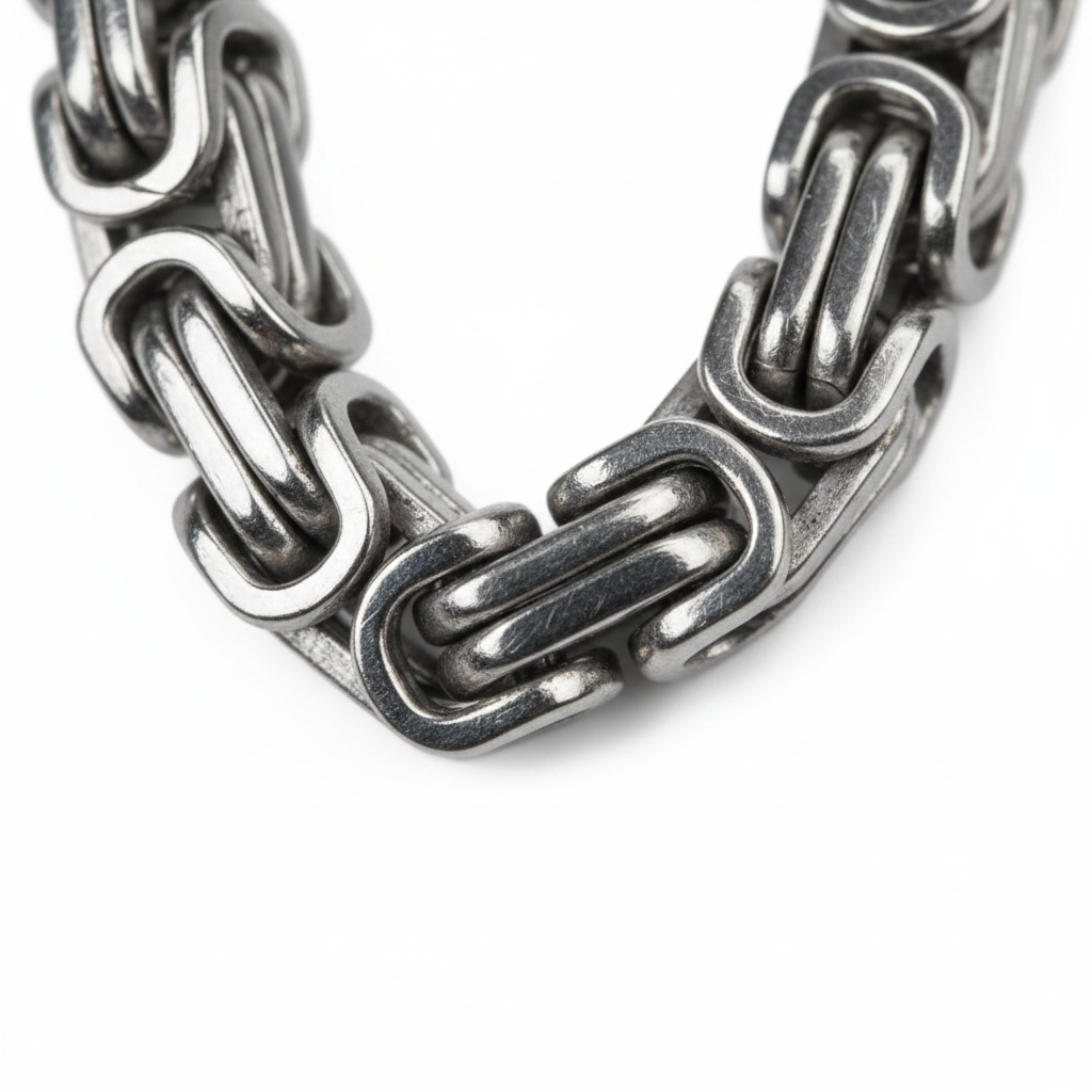 ICE WOLF - Koningsketting (Byzantine chain) Stainless Steel - Zilverkleurig - 5mm - 70cm