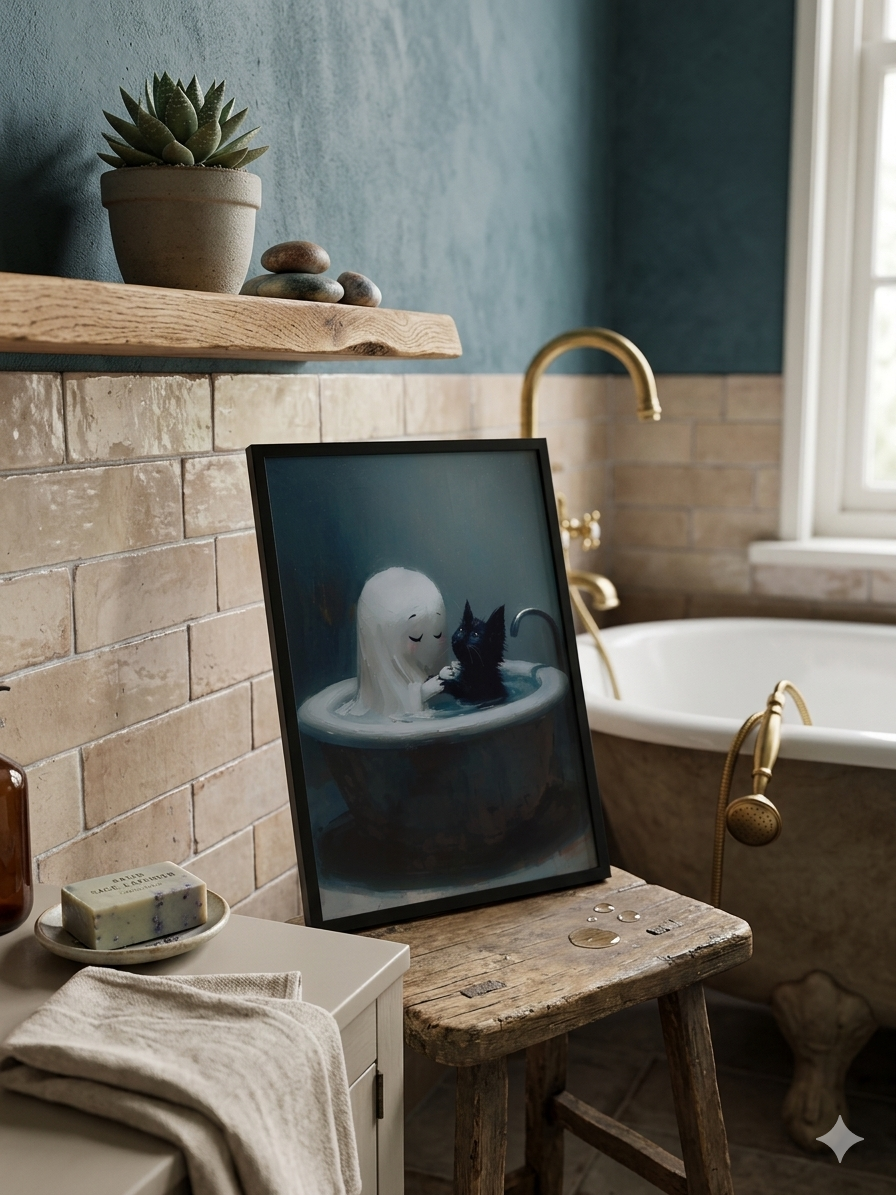 Ghost & Black Cat – Bath Time