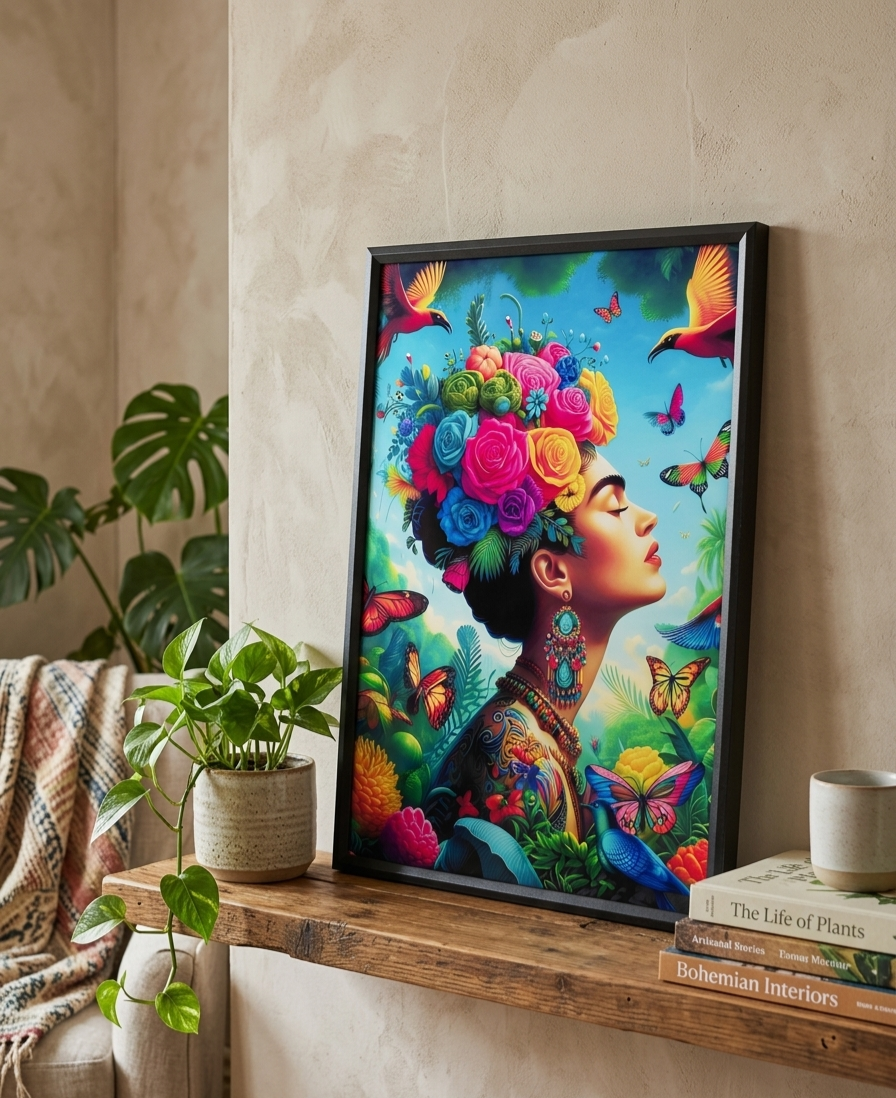 Einzigartiger Kunstdruck - "Tropical Muse" - Gerahmt