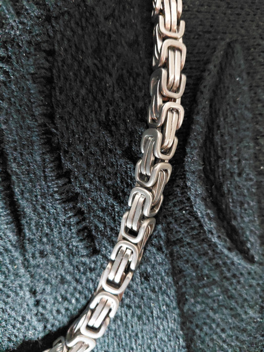 ICE WOLF - Koningsketting (Byzantine chain) Stainless Steel - Zilverkleurig - 8mm - 70cm