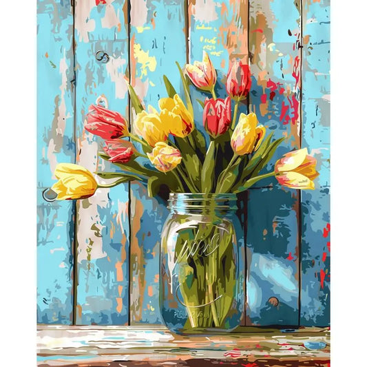 Paint by Number – Bloemen Schilderij op Canvas