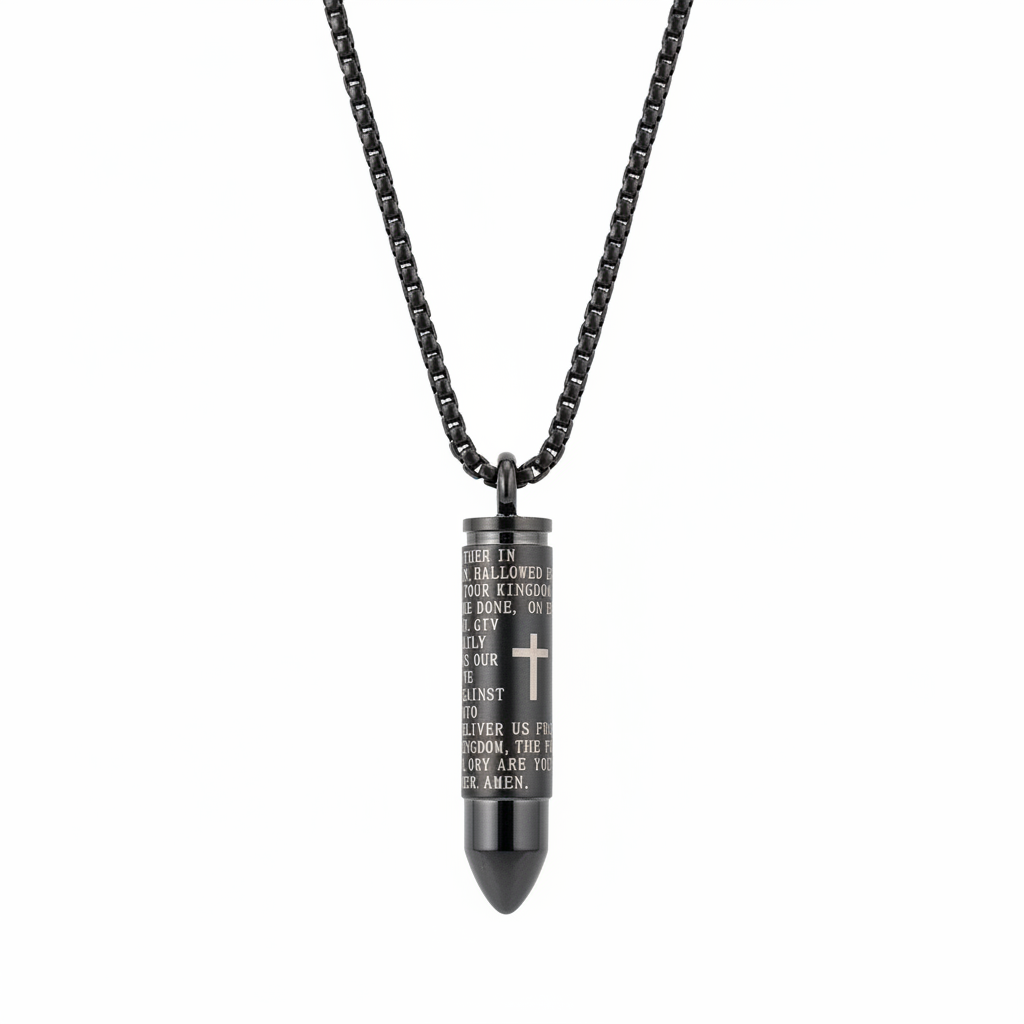 ICE WOLF - Stainless Steel Ketting met schroefbare kogel-ashanger - Zwart