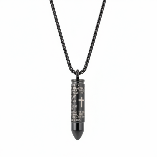 ICE WOLF - Stainless Steel Ketting met schroefbare kogel-ashanger - Zwart